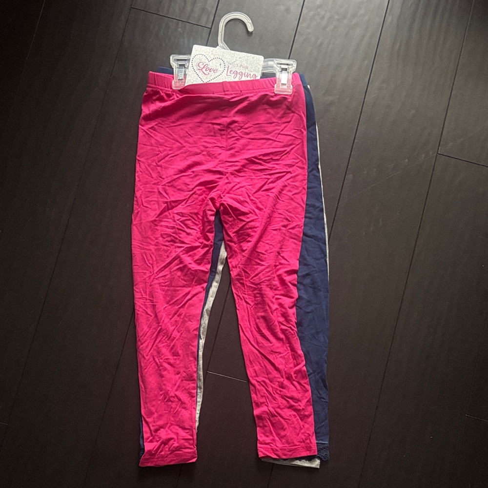 Vibrant Pink, Gray & Navy Kids Leggings by Love Leggings